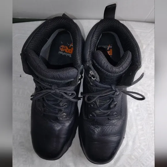 Timberland Pro Black Leather Men's Boots Composite Toe 11.5 Wide Width Work