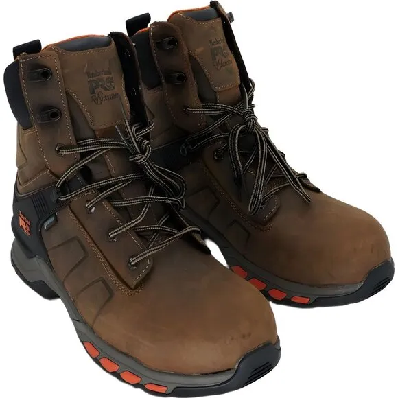 Timberland PRO Hypercharge 8&quot; Safety Toe Work Boots Brown 9.5 Wide