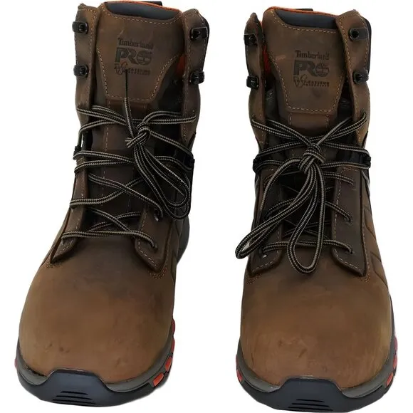 Timberland PRO Hypercharge 8&quot; Safety Toe Work Boots Brown 9.5 Wide