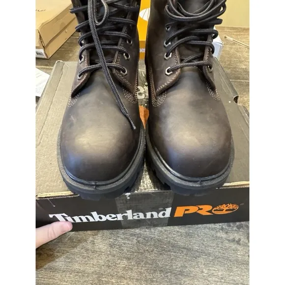 Timberland Pro Men's 6&quot; Direct Attach Safety Toe Brown Work Boots Shoes Size 9.5