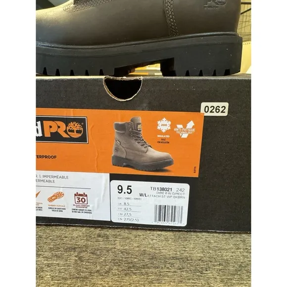 Timberland Pro Men's 6&quot; Direct Attach Safety Toe Brown Work Boots Shoes Size 9.5