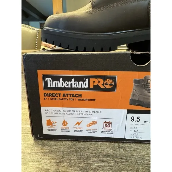 Timberland Pro Men's 6&quot; Direct Attach Safety Toe Brown Work Boots Shoes Size 9.5