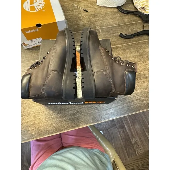 Timberland Pro Men's 6&quot; Direct Attach Safety Toe Brown Work Boots Shoes Size 9.5