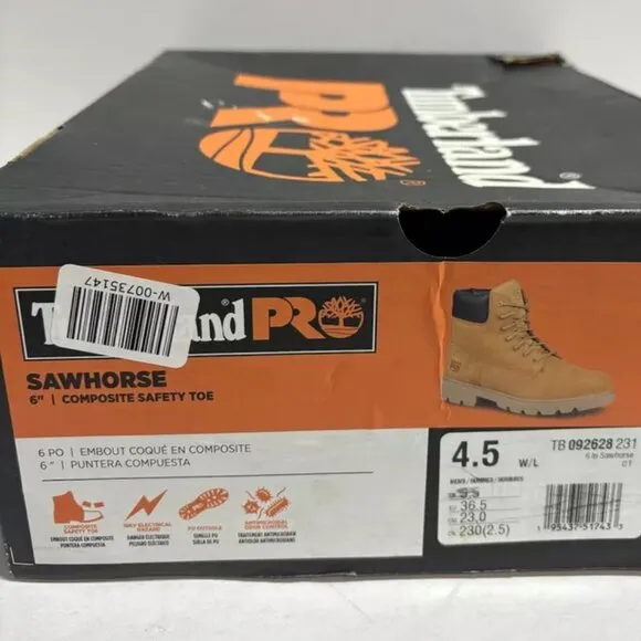 Timberland Pro Men’s Sawhorse 6”, Composite Toe Work Boots, Size 4.5 W