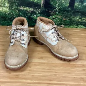 Timberland Tan Leather Tree Logo Combat Boots 10.5M