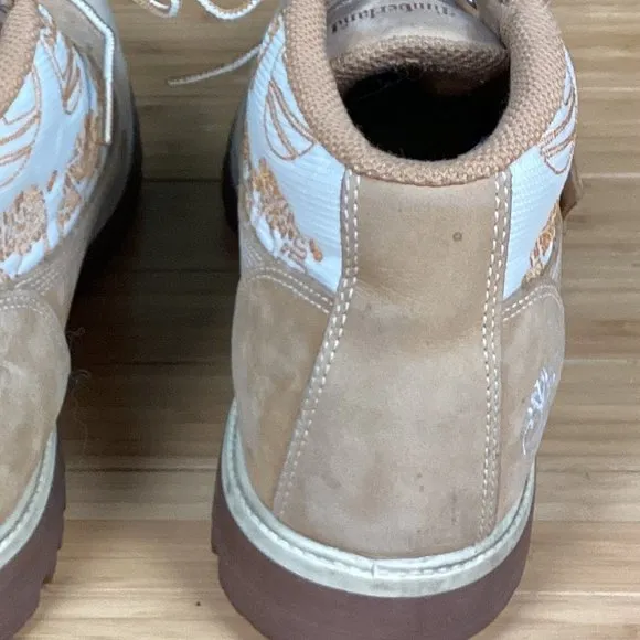Timberland Tan Leather Tree Logo Combat Boots 10.5M