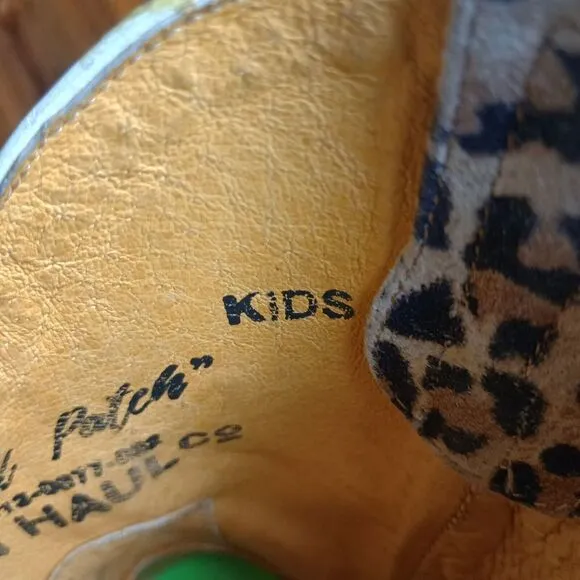 Tin Haul Wild Patch Little Girls Boots Sz 2 Cheetah Sole Leather Growth Spurt‎