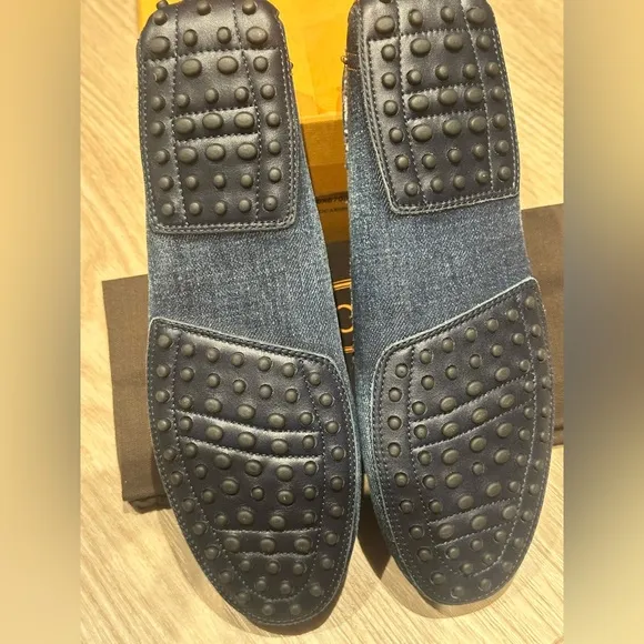 TOD'S Distressed Gommino Denim Driving Shoes