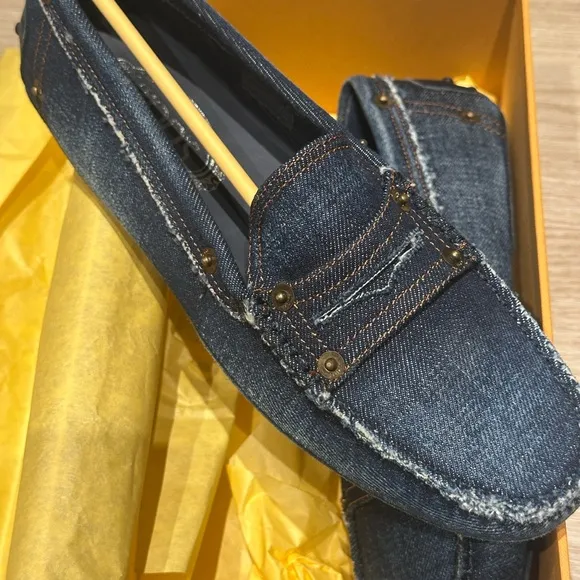 TOD'S Distressed Gommino Denim Driving Shoes