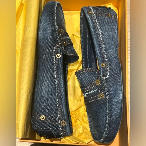 TOD'S Distressed Gommino Denim Driving Shoes