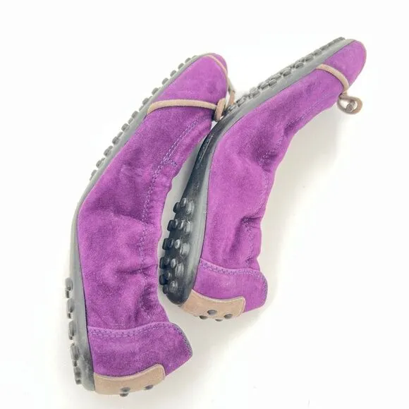 TOD'S | Suede Plain Leather Ballet Flat Shoes Women’s size 6 Purple Comfort $495