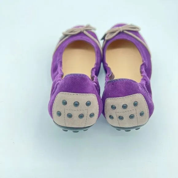 TOD'S | Suede Plain Leather Ballet Flat Shoes Women’s size 6 Purple Comfort $495