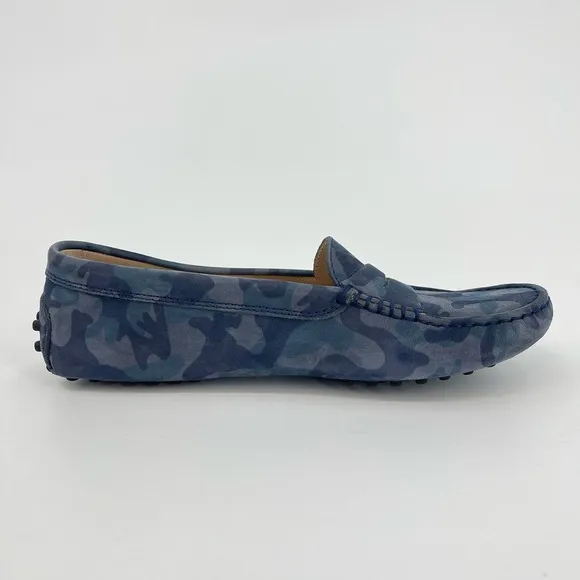 Tods Women’s EU 36.5 US 6.5 Blue Camo Suede Loafer Moc Driving Shoes
