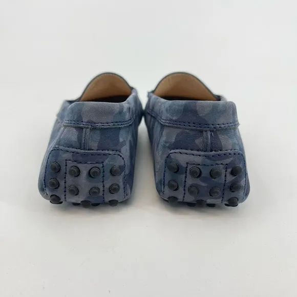 Tods Women’s EU 36.5 US 6.5 Blue Camo Suede Loafer Moc Driving Shoes