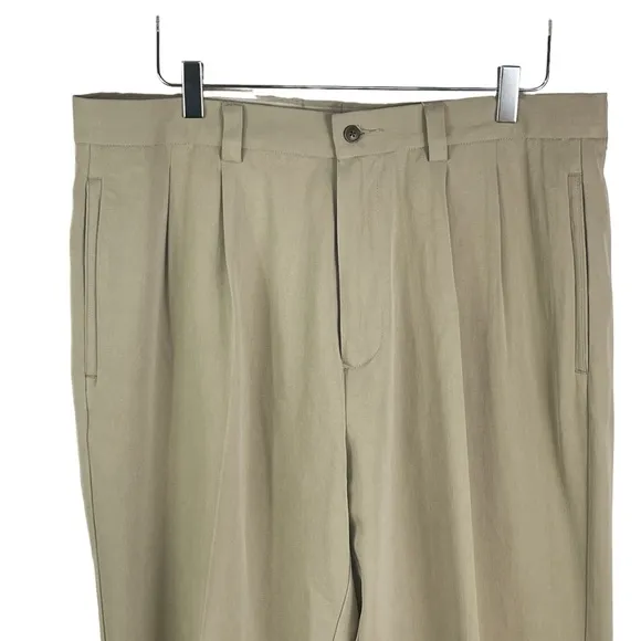 Tommy Bahama 100% Silk Relax Tan Chino Pants Neutral Men's 36x30