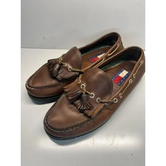 Tommy Hilfiger Vintage Brown Slip-On Tassel Casual Moc Loafers shoes Men's 10M