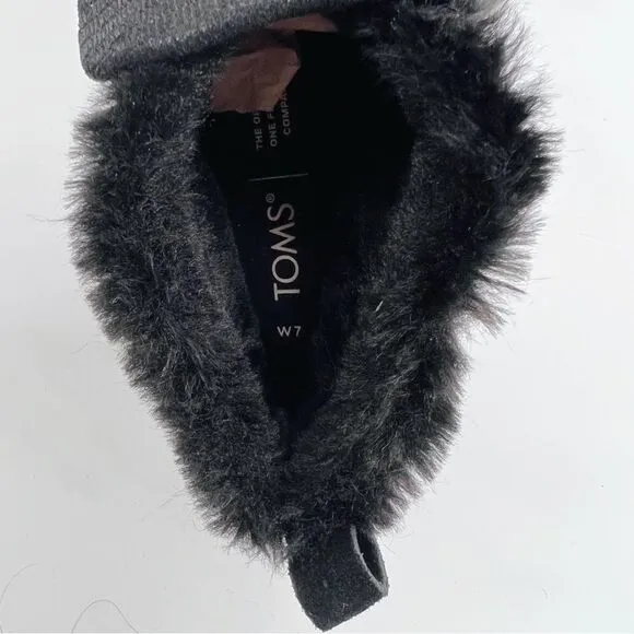 Toms Paxton Slip On Shoes Sneakers Suede Faux Shearling Black Leather Lizard 7