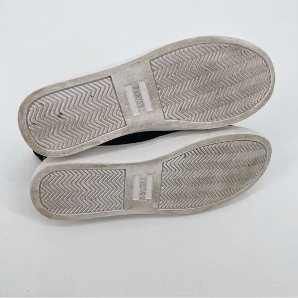 Toms Paxton Slip On Shoes Sneakers Suede Faux Shearling Black Leather Lizard 7