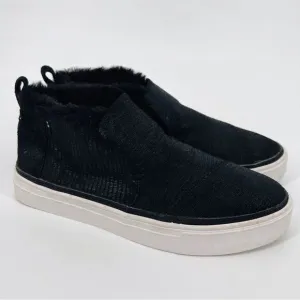 Toms Paxton Slip On Shoes Sneakers Suede Faux Shearling Black Leather Lizard 7