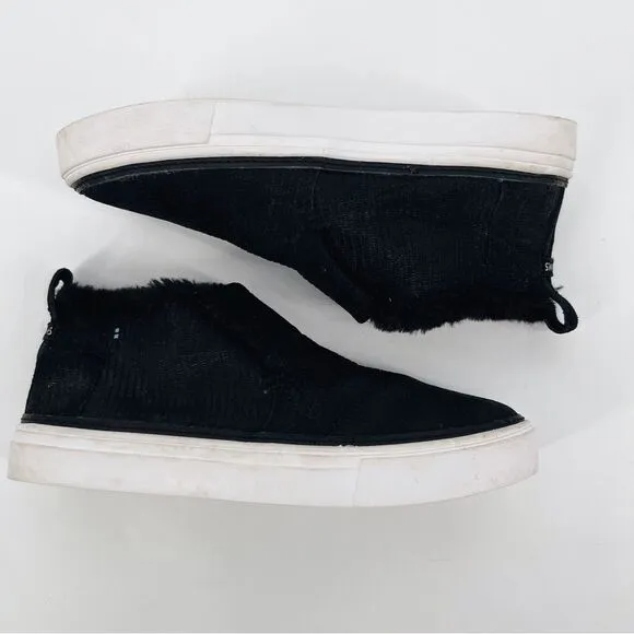 Toms Paxton Slip On Shoes Sneakers Suede Faux Shearling Black Leather Lizard 7