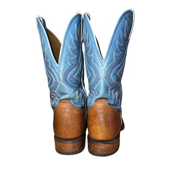 TONY Lama Brown Square Toe Rockabilly Western Cowboy Rodeo Dance Boots Size 8.5