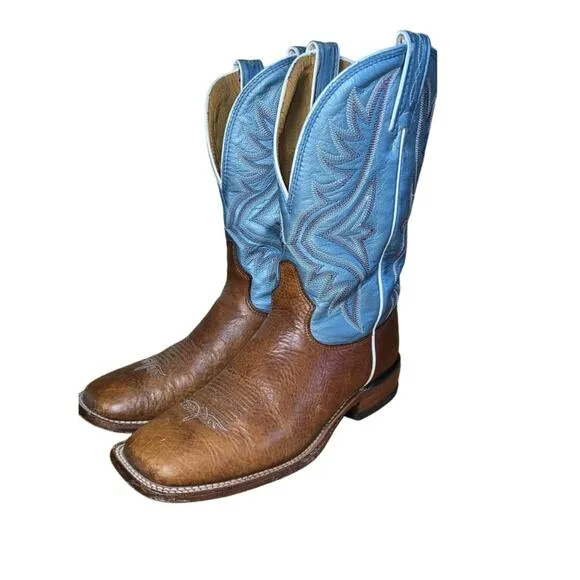 TONY Lama Brown Square Toe Rockabilly Western Cowboy Rodeo Dance Boots Size 8.5