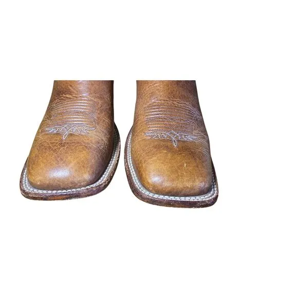 TONY Lama Brown Square Toe Rockabilly Western Cowboy Rodeo Dance Boots Size 8.5