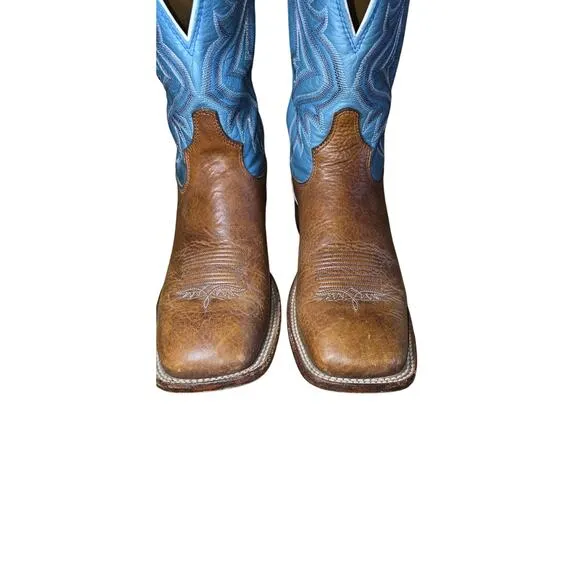 TONY Lama Brown Square Toe Rockabilly Western Cowboy Rodeo Dance Boots Size 8.5