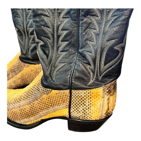 Tony Lama Exotic Snakeskin Cowboy Boots Western Leather Black #8887 Size 6 1/2 M