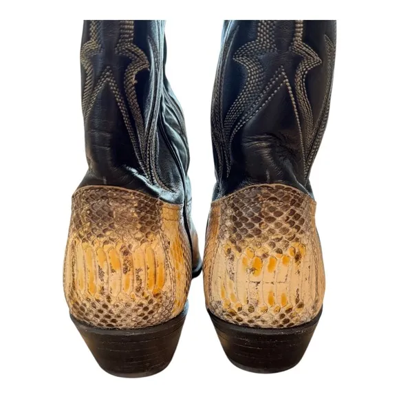 Tony Lama Exotic Snakeskin Cowboy Boots Western Leather Black #8887 Size 6 1/2 M