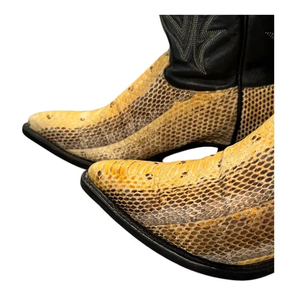 Tony Lama Exotic Snakeskin Cowboy Boots Western Leather Black #8887 Size 6 1/2 M