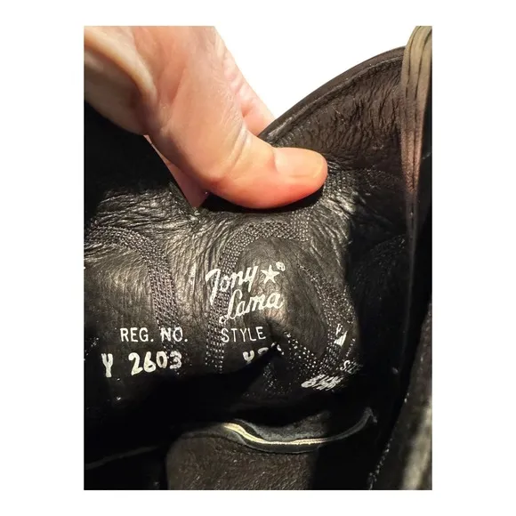 Tony Lama Exotic Snakeskin Cowboy Boots Western Leather Black #8887 Size 6 1/2 M