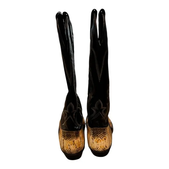 Tony Lama Exotic Snakeskin Cowboy Boots Western Leather Black #8887 Size 6 1/2 M