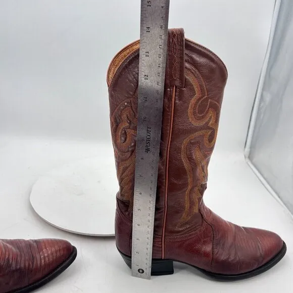 Tony Lama Men Size 8.5D 8540 Brown Cognac Exotic Lizard Leather Cowboy Boot