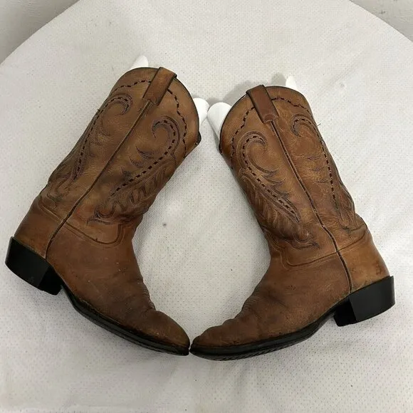 Tony Lama Men’s Cowboy Western Rodeo Brown Leather Boots Size 9 EE