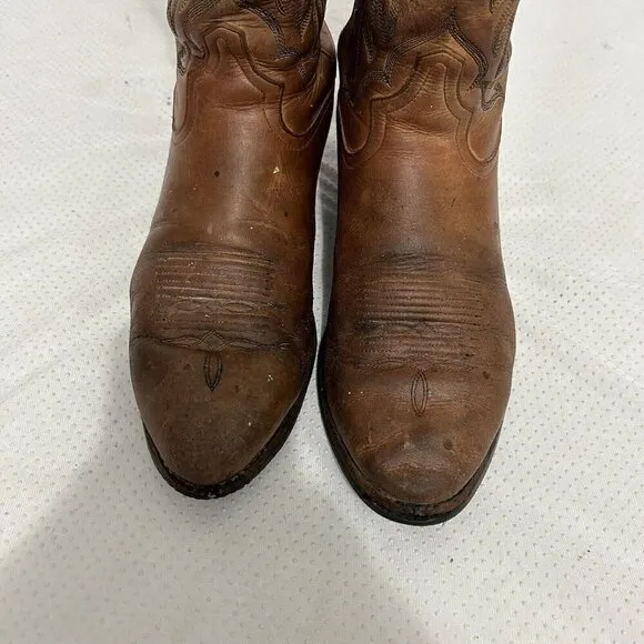 Tony Lama Men’s Cowboy Western Rodeo Brown Leather Boots Size 9 EE