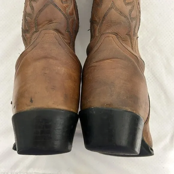Tony Lama Men’s Cowboy Western Rodeo Brown Leather Boots Size 9 EE