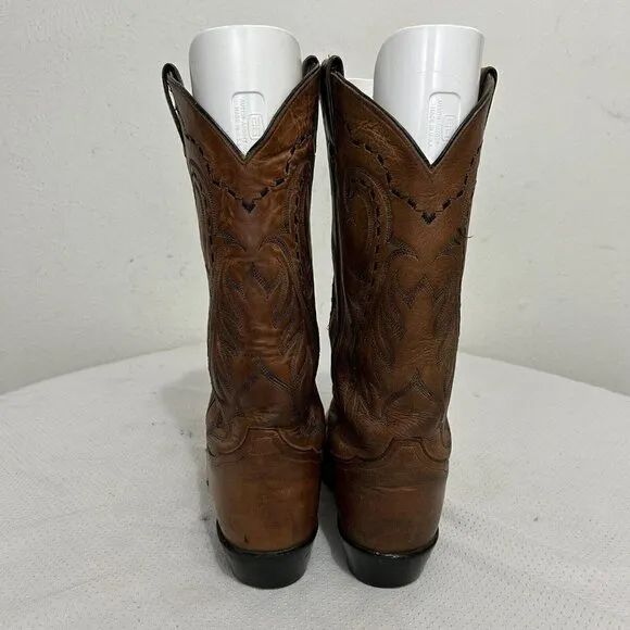 Tony Lama Men’s Cowboy Western Rodeo Brown Leather Boots Size 9 EE