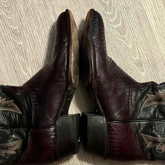 TONY LAMA MEN'S NACOGDOCHES TEJU LIZARD WESTERN BOOTS Almond ROUND TOE 10