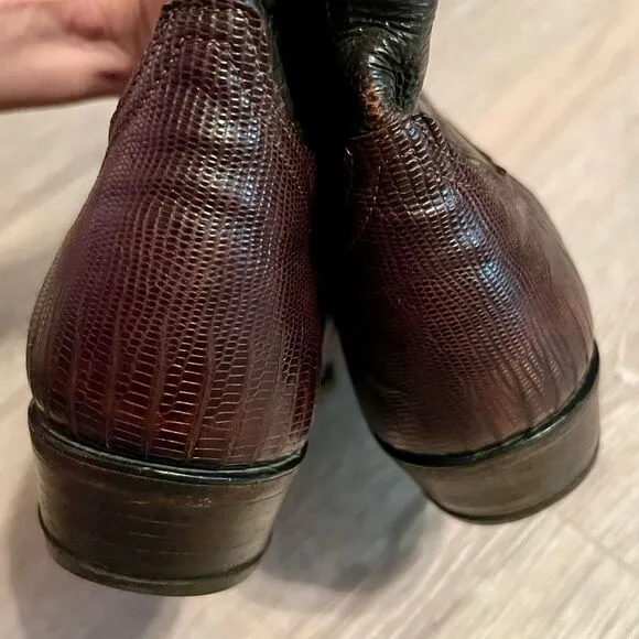 TONY LAMA MEN'S NACOGDOCHES TEJU LIZARD WESTERN BOOTS Almond ROUND TOE 10
