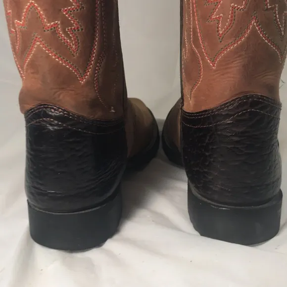 Tony Lama TX 703 Elephant Print Leather Round Toe Kids Western Cowboy Boots