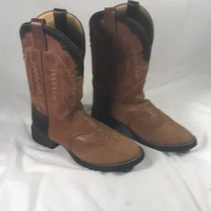 Tony Lama TX 703 Elephant Print Leather Round Toe Kids Western Cowboy Boots