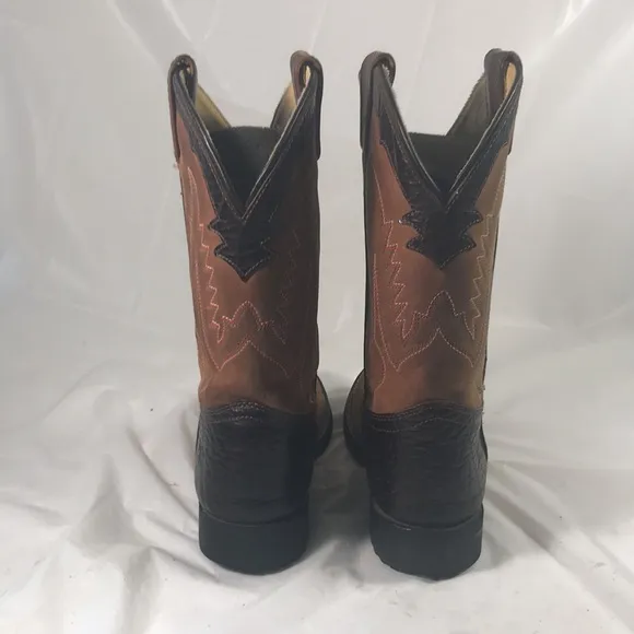 Tony Lama TX 703 Elephant Print Leather Round Toe Kids Western Cowboy Boots