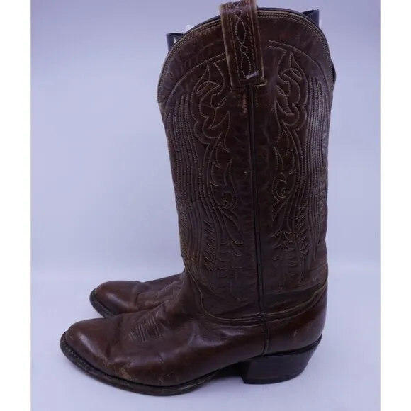 Tony Lama Vintage Gold Label Cowboy Boots Mens 10.5D #6367 Brown Distressed Work