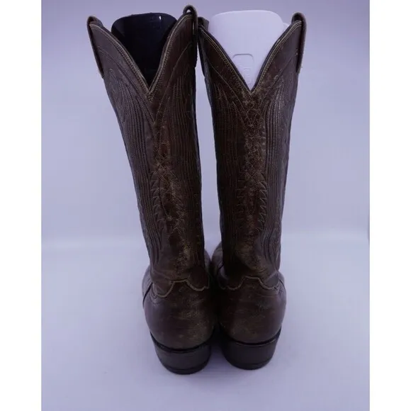 Tony Lama Vintage Gold Label Cowboy Boots Mens 10.5D #6367 Brown Distressed Work