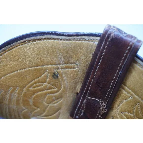 Tony Lama Vintage Gold Label Cowboy Boots Mens 10.5D #6367 Brown Distressed Work