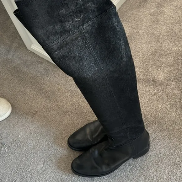 Tory Burch Black Simone Suede Over-The-Knee Boot