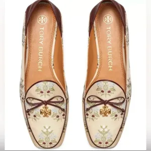 TORY BURCH Charm Loafer In Bouquet Jacquard/ Plum Convertible Size 7.5