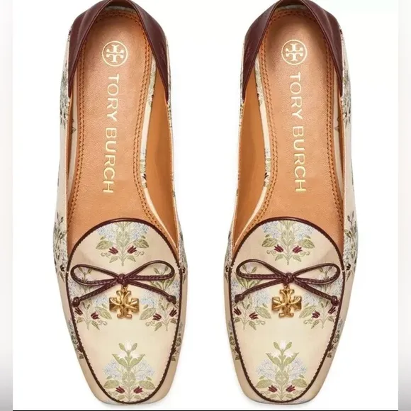 TORY BURCH Charm Loafer In Bouquet Jacquard/ Plum Convertible Size 7.5