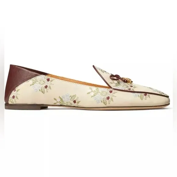 TORY BURCH Charm Loafer In Bouquet Jacquard/ Plum Convertible Size 7.5